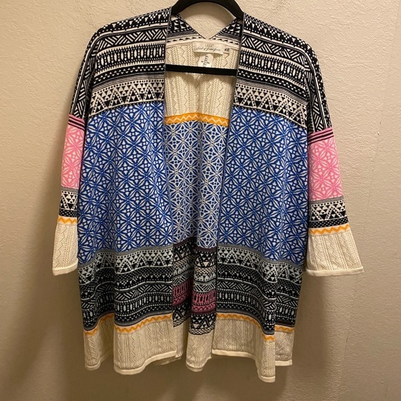 L.O.G.G. X H&M Multicolor Knit Kimono Cardigan Size L - Picture 1 of 10